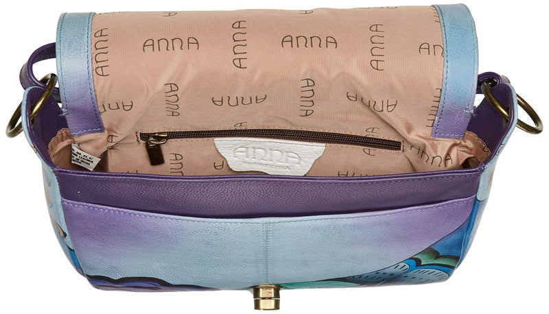 Anna by Anuschka Womenâ€™s Genuine Leather Flap-Over Medium Shoulder Bag | Hand Painted Original Artwork | Chic & Stylish Organizer | Tribal Potpourri - Image 3